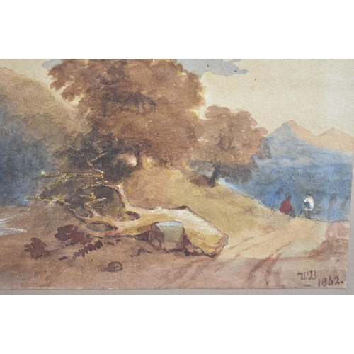 138 - A Small Gilt Framed Watercolour, Continental Landscape, Monogrammed WH, 1862, 19.5x13.5cms