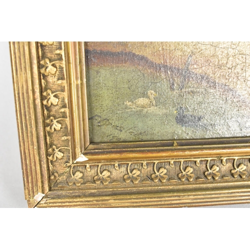 154 - A Gilt Framed Oil on Board Depicting Mother and Child in Farmyard, Signed and Dated 1908, 29x19cms