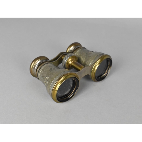 165 - A Pair of Late 19th Century Brass and Silver Plated Opera Glasses