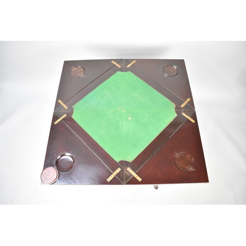 177 - An Edwardian Mahogany Envelope Games Table Complete with Coin Well Covers and Single Long Drawer, 56... 