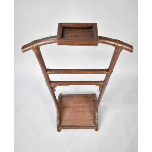 184 - A Stained Bamboo Gentleman's Suit Stand with Cufflink Tray 48cms Wide and 112cms High