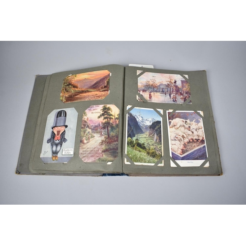 248 - An Edwardian Postcard Album Containing Mixed Cards to include Famous Landmarks Etc