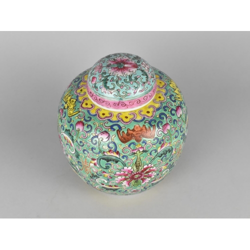 283 - A Chinese Porcelain Enamel Ginger Jar Decorated in the Famille Rose Palette with Flowers, Bats and S... 