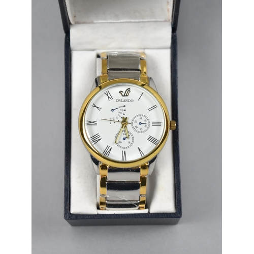 295 - An Orlando Stainless Steel Two Tone Quartz Wristwatch in Box, Case Size 57.9mm