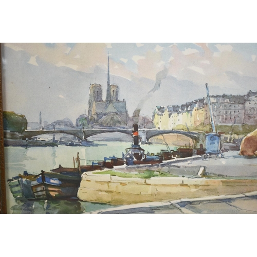 352 - Two Framed Watercolour Prints, Notre Dames from the River Seine, Frames 45x34cm