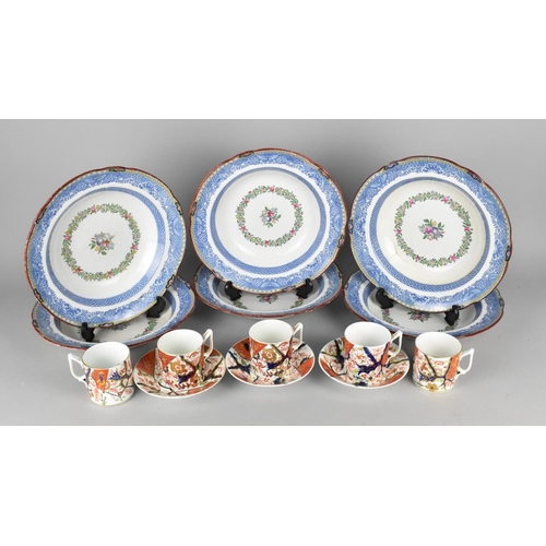 353 - A Set of 19th Century Derby Imari Coffee Cans and Saucers Together with Six Copeland Spode Transfer ... 