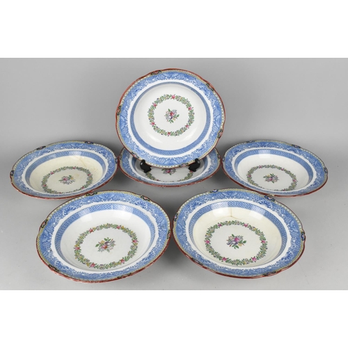 353 - A Set of 19th Century Derby Imari Coffee Cans and Saucers Together with Six Copeland Spode Transfer ... 