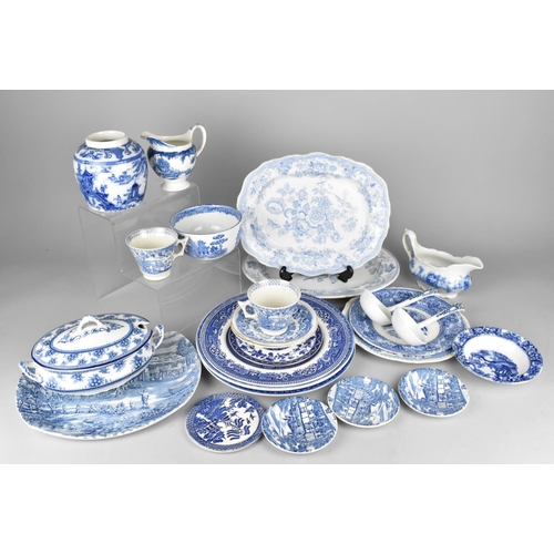 374 - A Collection of Various Blue and White Transfer Printed Ceramics to Comprise Plates, Platters, Sauce... 