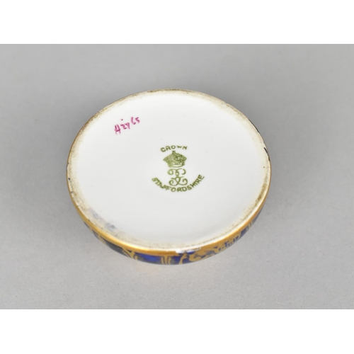 424 - A Small Crown Staffordshire Lidded Pot of Squat Form, 3cm high and 6cm Diameter