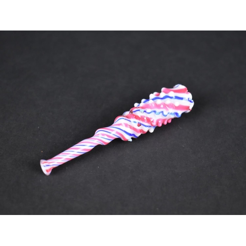 437 - A Candy Striped Glass Cheroot Holders, 10cm long