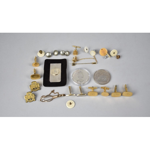 456 - A Collection of Various Gents Cufflinks Together with a Collection of Commemorative Coins, the Natio... 