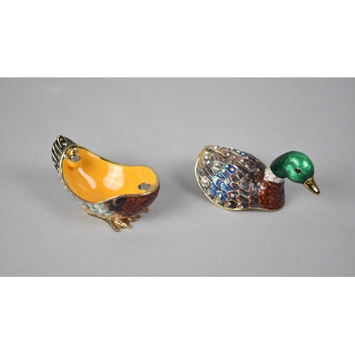 458 - An Enamelled and Jewelled Box in the Form of a Mallard Duck, containing a Similarly Enamelled Mallar... 