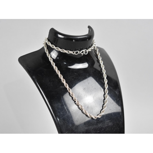 466 - A Silver Rope Twist Necklace, Birmingham Hallmark, 50cms Long Approx