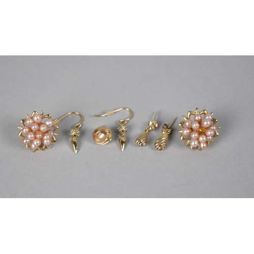 479 - A Small Collection of Gold Coloured Metal Earrings to include Pearl Mounted Examples (Missing one Pe... 