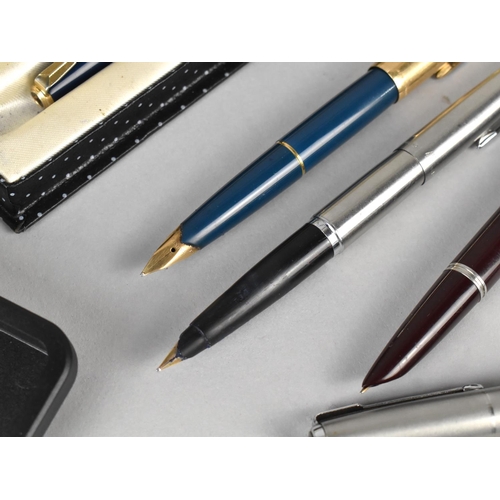 543 - A Collection of Seven Parker Fountain Pens, with all but one Having 14ct Nibs Together with a Damage... 