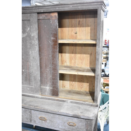 547 - A 19th Century Country House Scullery Cabinet in Pine, the Base with Two Drawers, Upper Section with... 