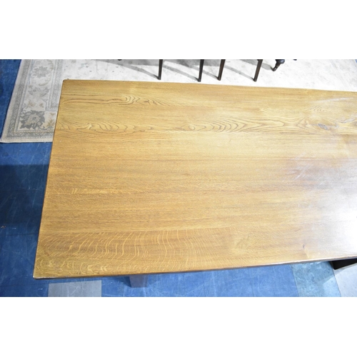 553 - A Modern Oak Rectangular Refectory Dining Table on Square Supports, 203x89cm