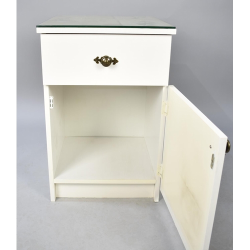 561 - A Modern Bedside Cabinet with Drawer Over Cupboard base, 40cm wide