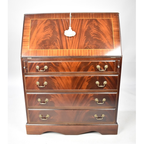 564 - A Modern Mahogany Fall Front Bureau with Fitted Interior and Four Drawers to Base, 77cm wide