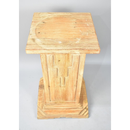 566 - A Modern Stripped Wooden Pedestal, 38cm Square and 75cm high