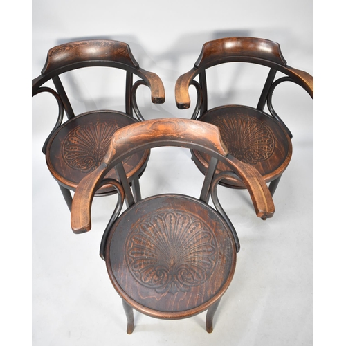 575 - A Set of Three Polish Circular Seated Bentwood Armchairs by Mundus