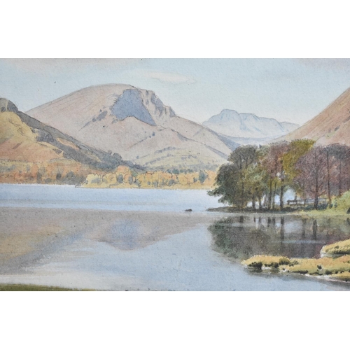 593 - A Framed Watercolor, Head of Derwentwater by Geoffrey H Pooley. c.1964, 27x17cm