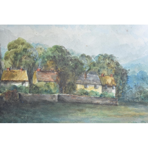 596 - A Framed Watercolour Depicting Rural Landscape with Cottages, by Frank Besick, 31x21cm