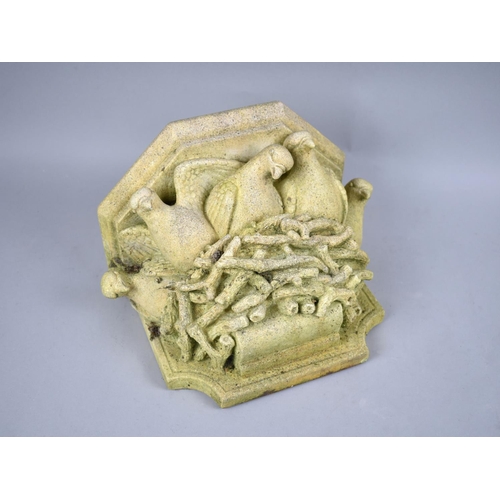 78 - A Reconstituted Stone Wall Hanging Sconce, Support in the Form of Five Doves in Nest, 24cms Wide