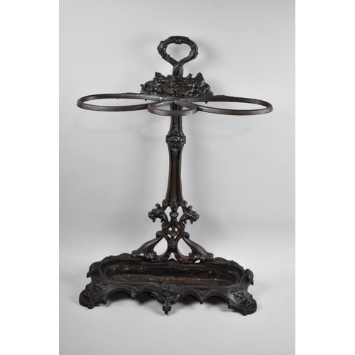 80 - A Late 19th/Early 20th Century Coalbrookdale Cast Iron Stick Stand, Support in the Form of Vines and... 