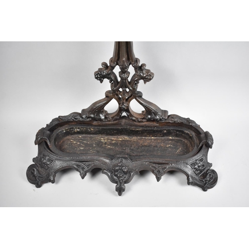 80 - A Late 19th/Early 20th Century Coalbrookdale Cast Iron Stick Stand, Support in the Form of Vines and... 