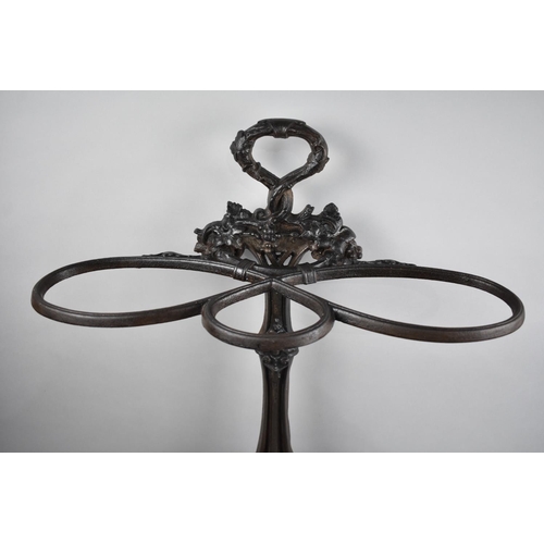 80 - A Late 19th/Early 20th Century Coalbrookdale Cast Iron Stick Stand, Support in the Form of Vines and... 