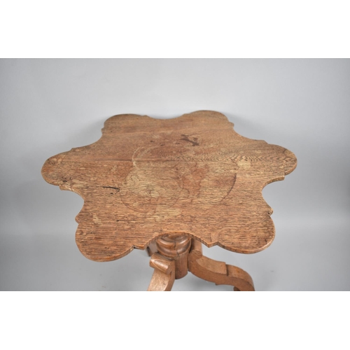 86 - An Edwardian Oak Shaped Top Tripod Table/Stand, 45.5cms Diameter