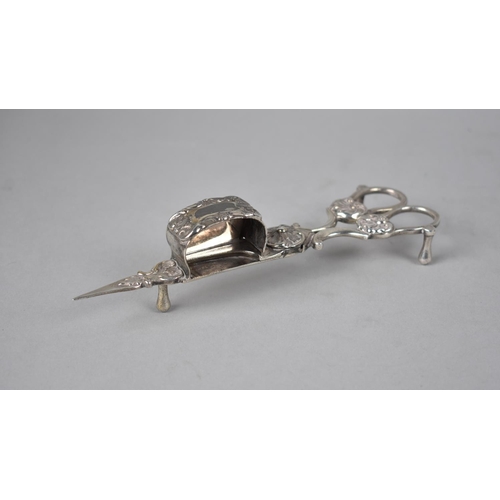 9 - A Late Victorian/Edwardian Silver Plated Candle Snuffer on Tray, 23cms Long