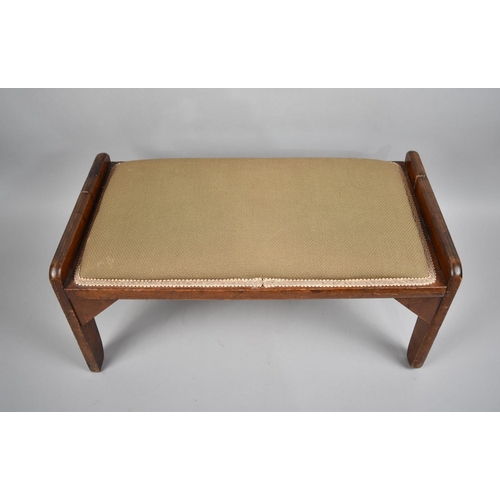 90 - An Edwardian Rectangular Stool with Upholstered Pad Seat, 54cms Wide