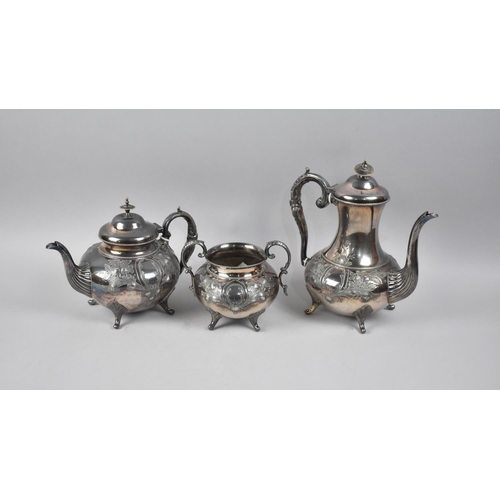 98 - A Three Piece Edwardian Silver Plated Tea Set