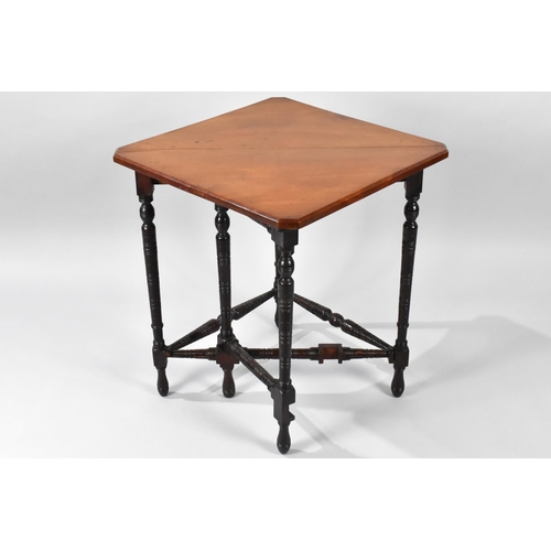 399 - An Edwardian Mahogany Corner Table with Front Gate Leg Drop Leaf, Turned Supports, 70cm Wide and 36c... 