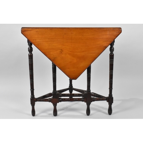 399 - An Edwardian Mahogany Corner Table with Front Gate Leg Drop Leaf, Turned Supports, 70cm Wide and 36c... 