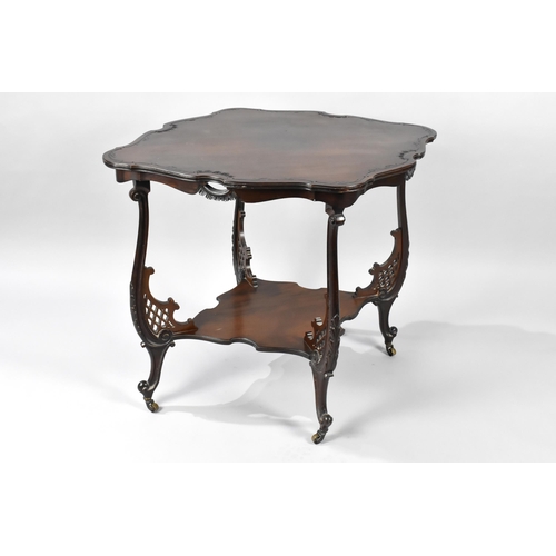 404 - An Edwardian Mahogany Occasional Table with Offset Rectangular Shaped Top, Cabriole Supports with Br... 