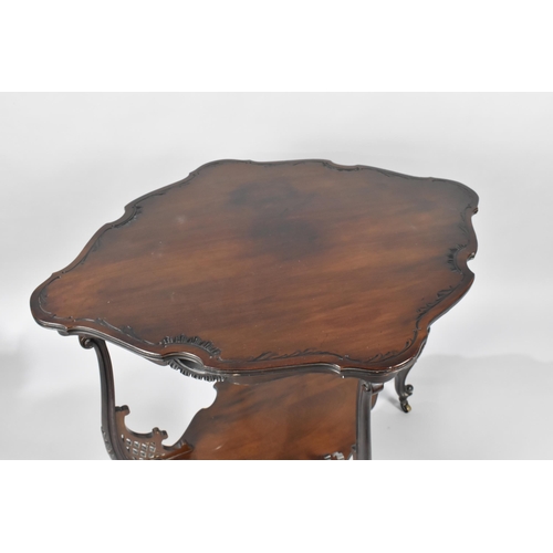 404 - An Edwardian Mahogany Occasional Table with Offset Rectangular Shaped Top, Cabriole Supports with Br... 