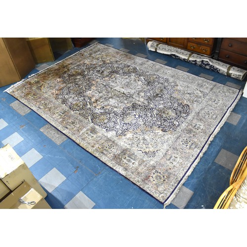 414 - A Pure Silk Handmade Tabriz Carpet, 424x291cm