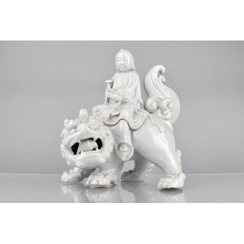 85 - A Chinese/Japanese Qing Dynasty Porcelain Blanc De Chine Figural Pot and Cover Depicting the Deity M... 