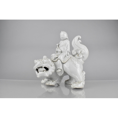 85 - A Chinese/Japanese Qing Dynasty Porcelain Blanc De Chine Figural Pot and Cover Depicting the Deity M... 