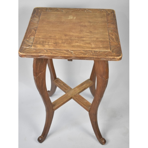 113 - A Mid 20th Century Carved Square topped Occasional Table on Cabriole Supports, 45cms Square and 70cm... 