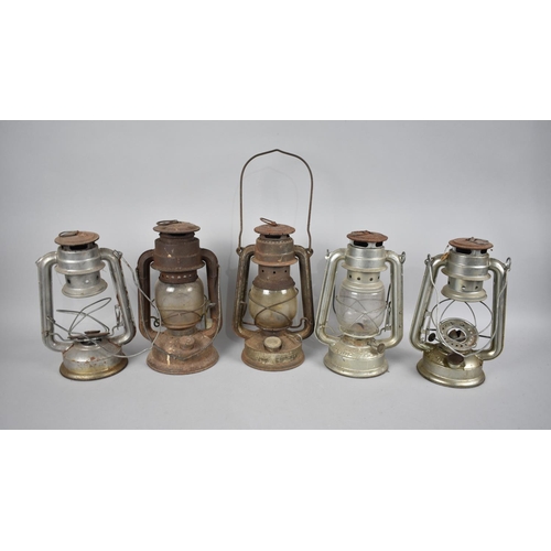 231 - A Collection of Five Vintage Hurricane Lamps