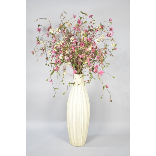 236 - A Large Ceramic Vase Containing Artificial Flowers, 70cms High