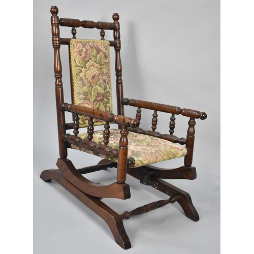 244 - A Childs American Rocking Chair with Tapestry Upholstery