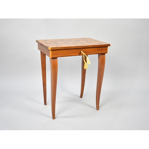 256 - An Italian Inlaid Jewellery Table with Hinged Lid to Fitted Interior, 37cms Wide and 43cms High