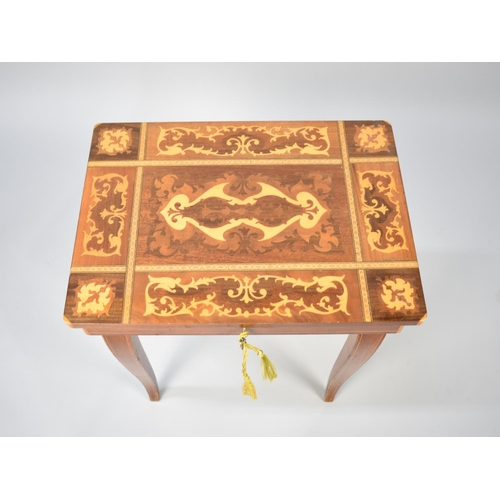 256 - An Italian Inlaid Jewellery Table with Hinged Lid to Fitted Interior, 37cms Wide and 43cms High