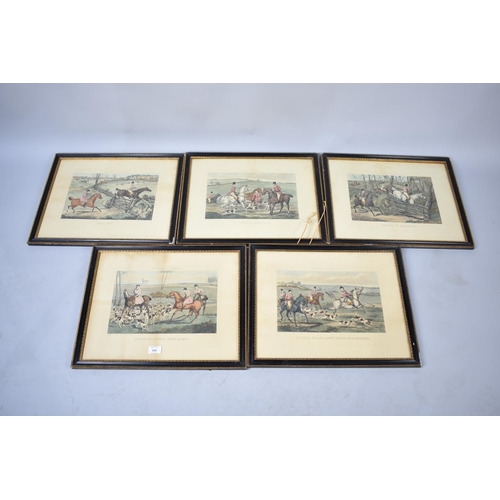 266 - A Collection of Five Hogarth Framed Sporting Prints After Alken, Hunting Incidents Series, Each Fram... 