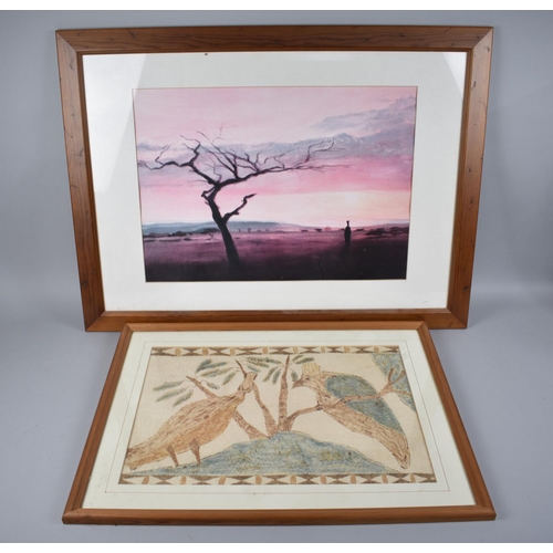 267 - A Framed African Landscape Print together with an Australian Bird Print